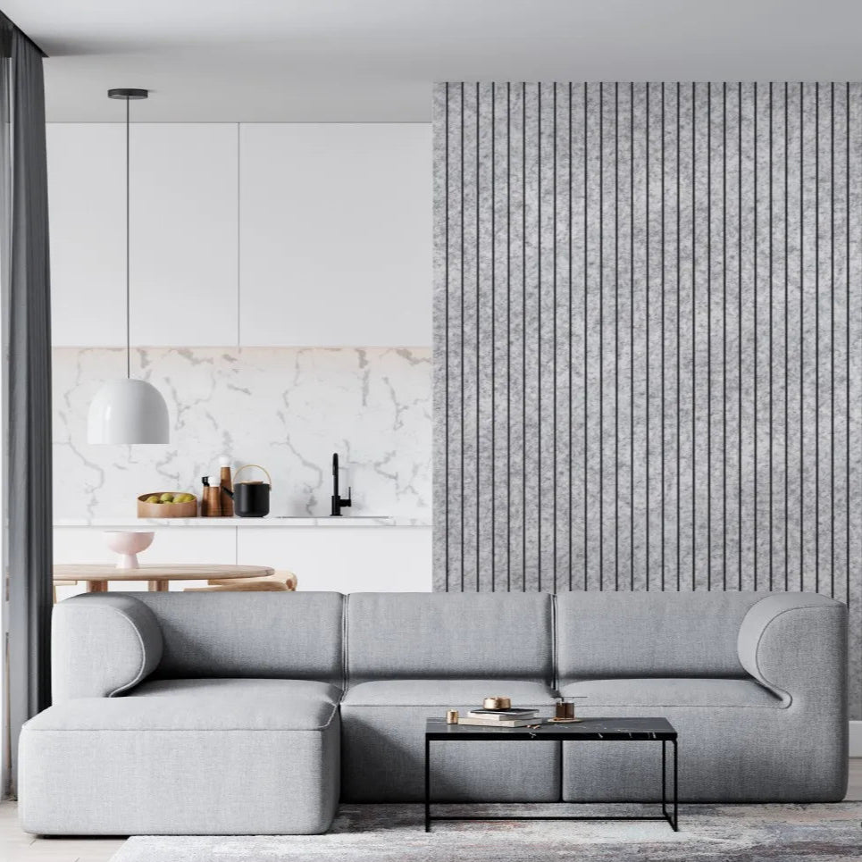 Felt Slatted Acoustic Wall Panels 5 living room feature wall DecorMania UK